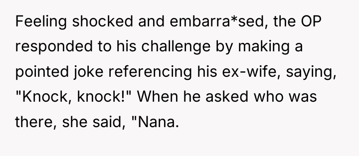 Feeling shocked and embarra*sed, the OP responded to his challenge...