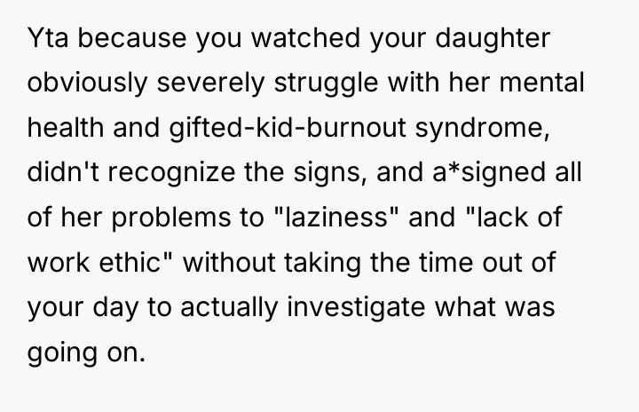 Yta because you watched your daughter obviously severely struggle with...