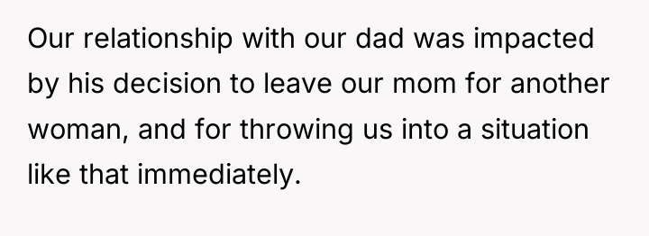 Our relationship with our dad was impacted by his decision...