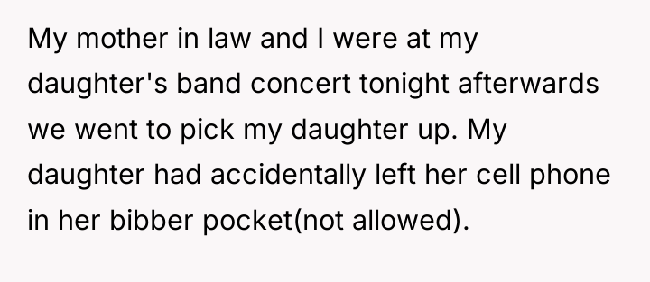 My mother in law and I were at my daughter's...