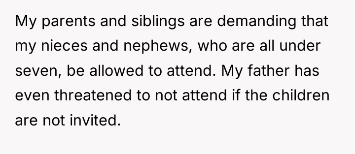 My parents and siblings are demanding that my nieces and...
