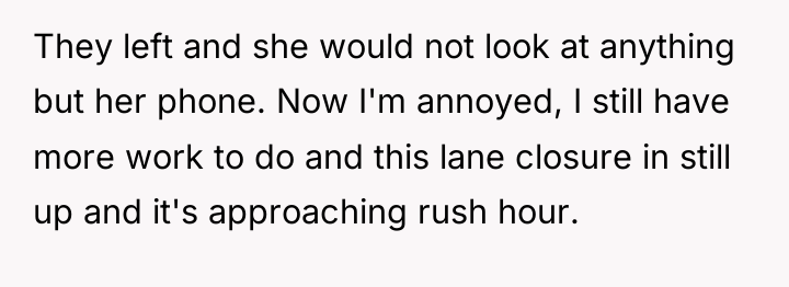 They left and she would not look at anything but...