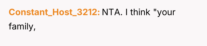 Constant_Host_3212 NTA. I think "your family,