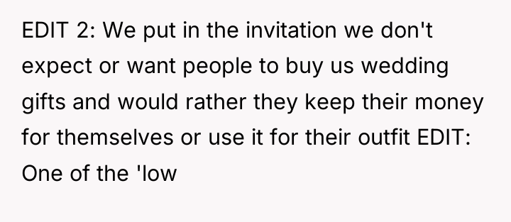 EDIT 2: We put in the invitation we don't expect...