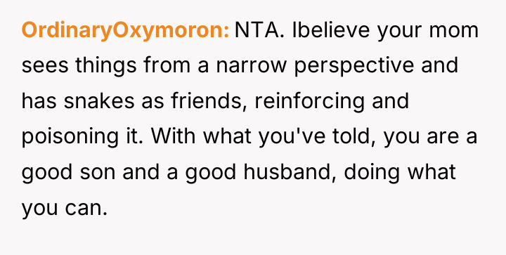 OrdinaryOxymoron NTA. Ibelieve your mom sees things from a narrow...