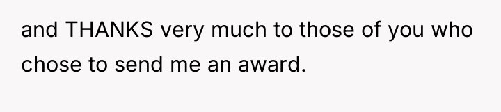 and THANKS very much to those of you who chose...