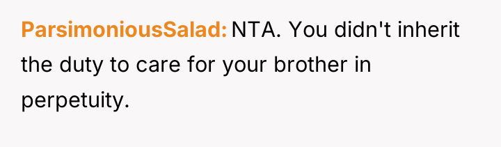 ParsimoniousSalad NTA. You didn't inherit the duty to care for...
