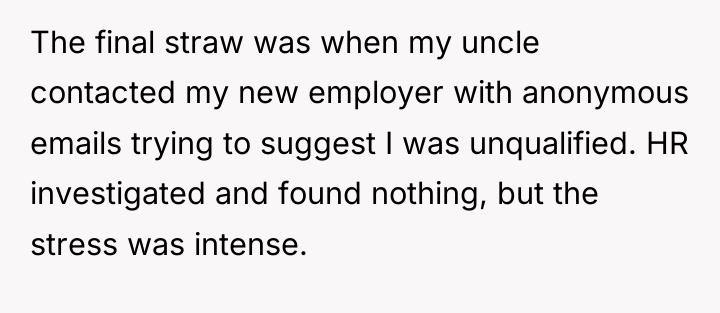 The final straw was when my uncle contacted my new...