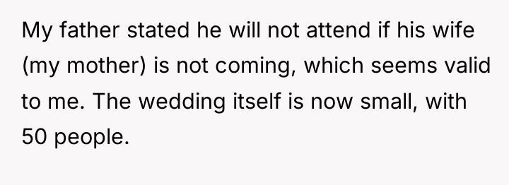 My father stated he will not attend if his wife...