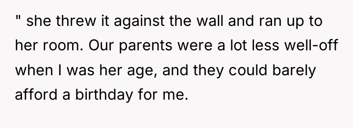 " she threw it against the wall and ran up...