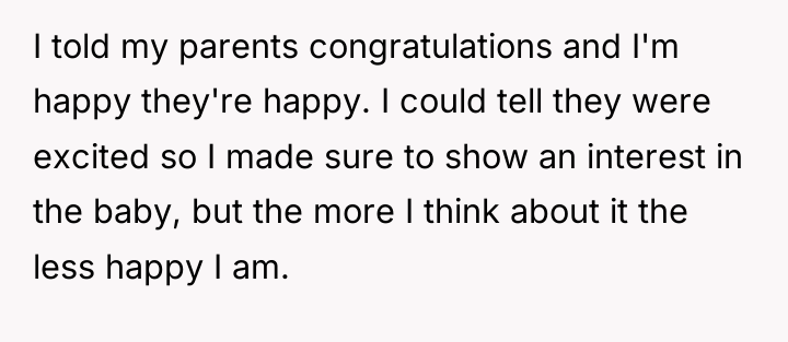 I told my parents congratulations and I'm happy they're happy....