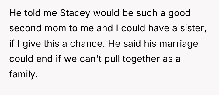 He told me Stacey would be such a good second...