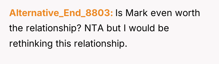 Alternative_End_8803 Is Mark even worth the relationship? NTA but I...