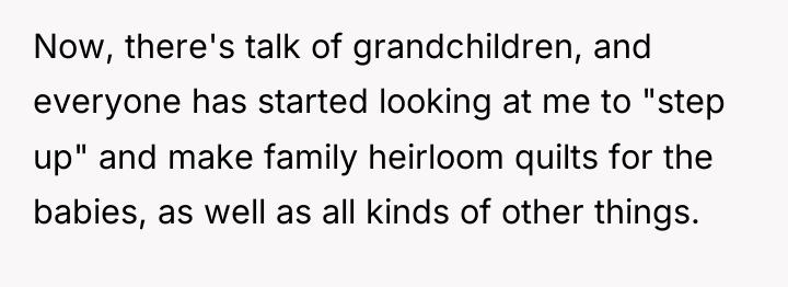 Now, there's talk of grandchildren, and everyone has started looking...
