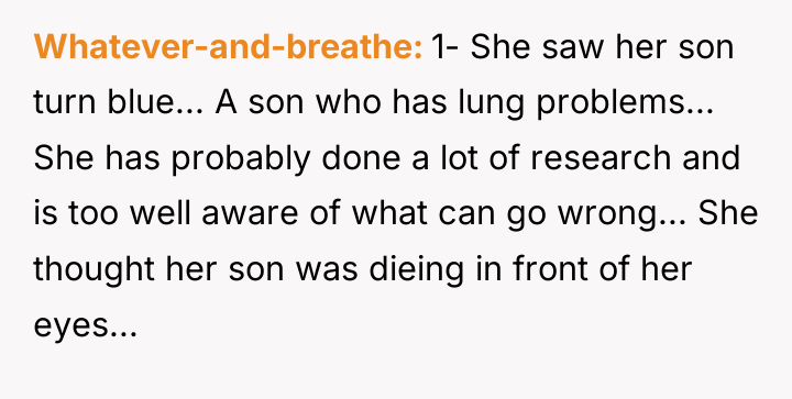 Whatever-and-breathe 1- She saw her son turn blue... A son...