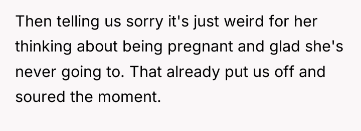 Then telling us sorry it's just weird for her thinking...