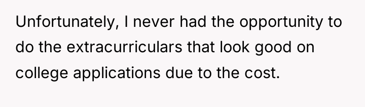 Unfortunately, I never had the opportunity to do the extracurriculars...