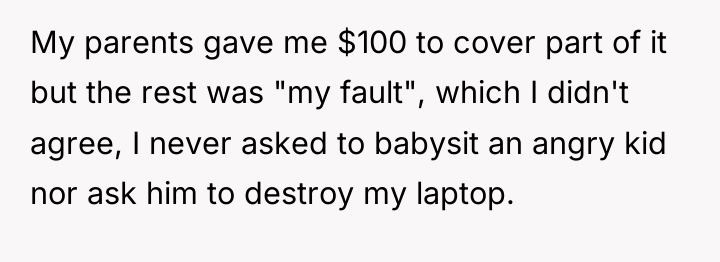My parents gave me $100 to cover part of it...