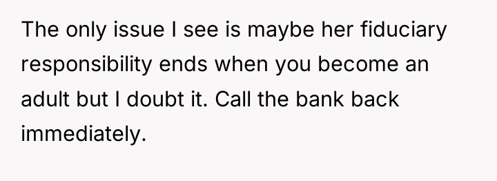 The only issue I see is maybe her fiduciary responsibility...