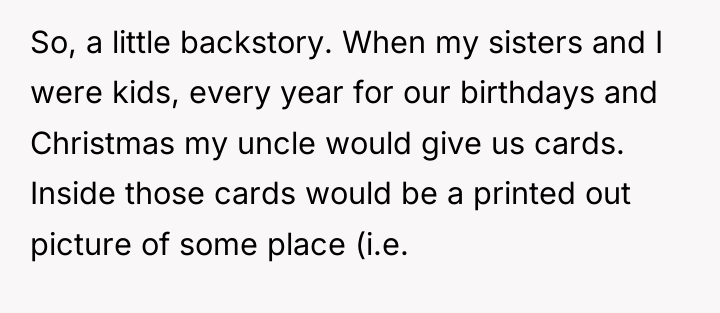 So, a little backstory. When my sisters and I were...