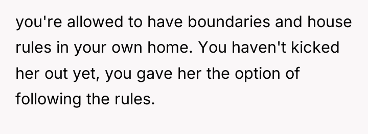 you're allowed to have boundaries and house rules in your...
