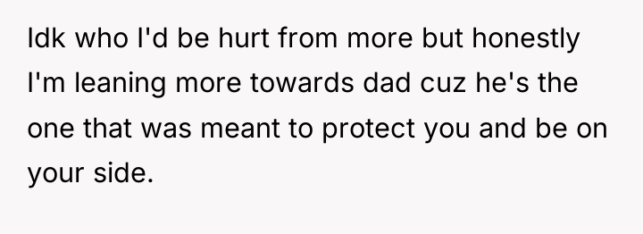 Idk who I'd be hurt from more but honestly I'm...