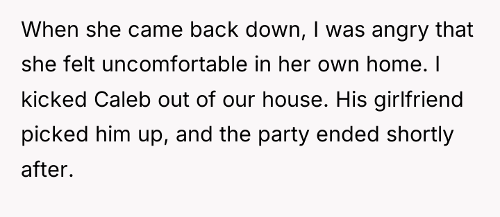 When she came back down, I was angry that she...