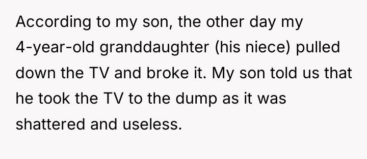 According to my son, the other day my 4-year-old granddaughter...
