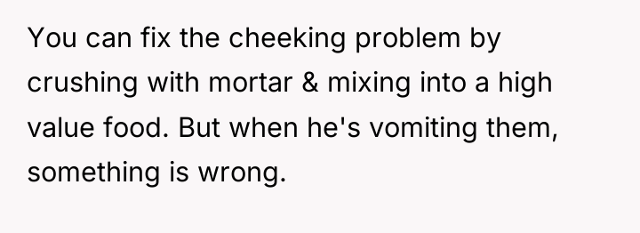 You can fix the cheeking problem by crushing with mortar...