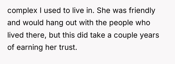 complex I used to live in. She was friendly and...