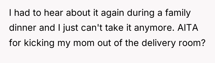 I had to hear about it again during a family...