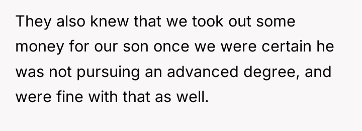 They also knew that we took out some money for...