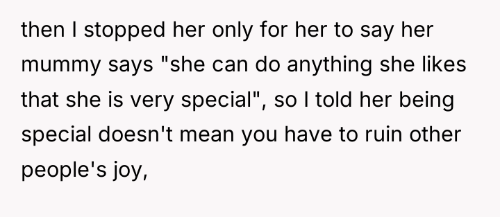 then I stopped her only for her to say her...