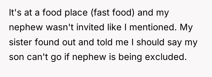 It's at a food place (fast food) and my nephew...