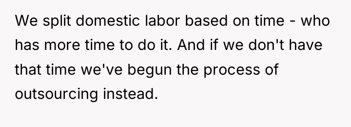 We split domestic labor based on time - who has...