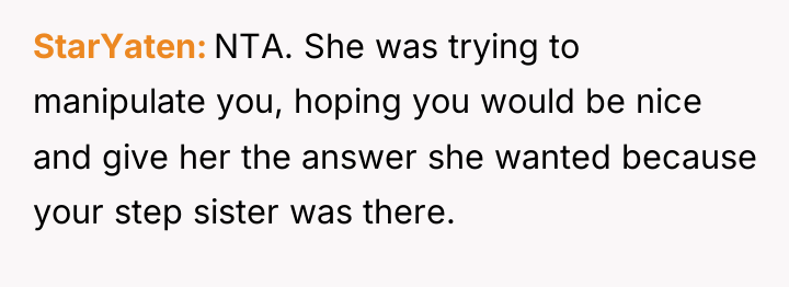 StarYaten NTA. She was trying to manipulate you, hoping you...