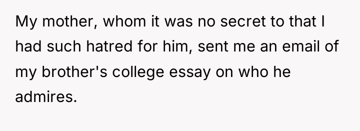 My mother, whom it was no secret to that I...