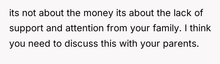 its not about the money its about the lack of...