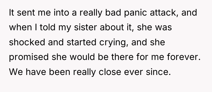 It sent me into a really bad panic attack, and...