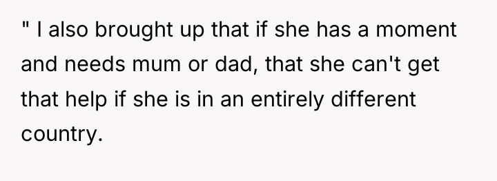 " I also brought up that if she has a...