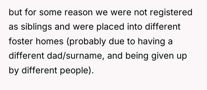 but for some reason we were not registered as siblings...