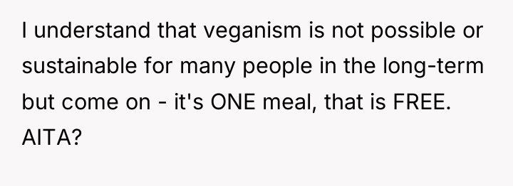 I understand that veganism is not possible or sustainable for...