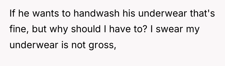 If he wants to handwash his underwear that's fine, but...