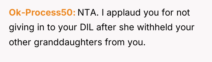 Ok-Process50 NTA. I applaud you for not giving in to...