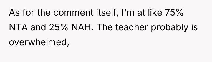 As for the comment itself, I'm at like 75% NTA...