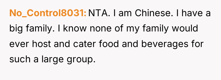 No_Control8031 NTA. I am Chinese. I have a big family....