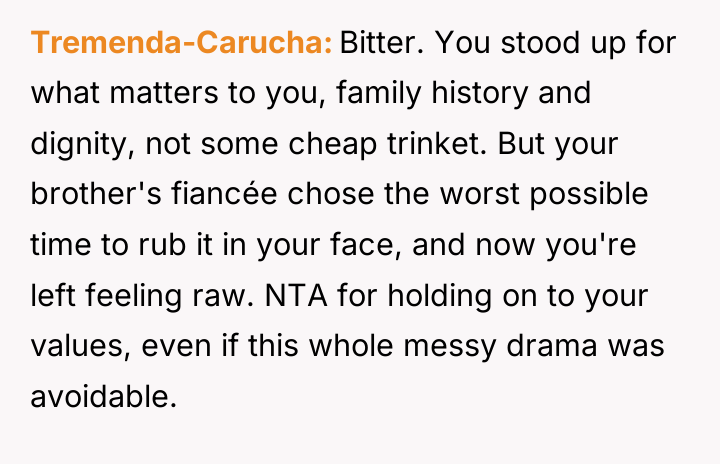 Tremenda-Carucha Bitter. You stood up for what matters to you,...
