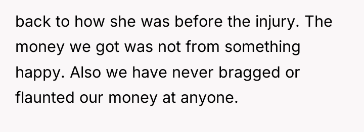 back to how she was before the injury. The money...