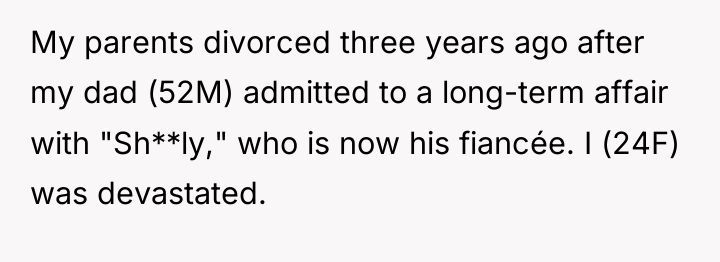 My parents divorced three years ago after my dad (52M)...