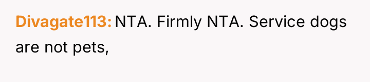 Divagate113 NTA. Firmly NTA. Service dogs are not pets,